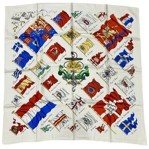 Hermès “Pavois” Silk Scarf by Philippe Ledoux – Nautical Flag Design